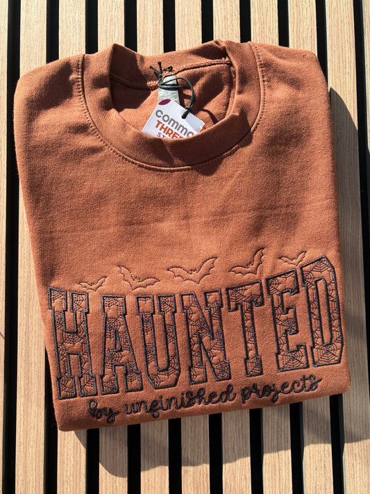 "Haunted by Unfinished Projects" Adult Unisex Crewneck
