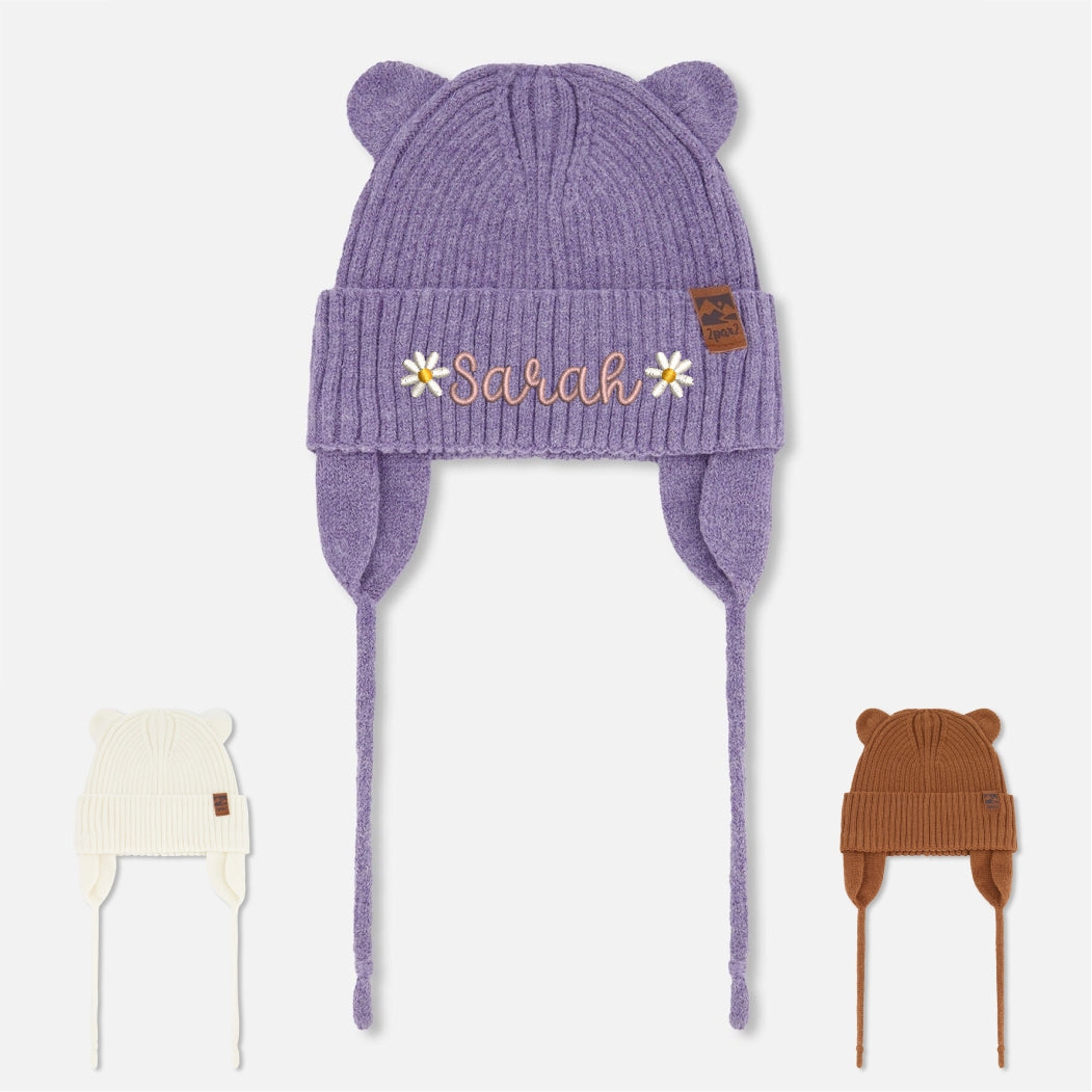 Custom Embroidery - Baby Knit Beanie With Ears